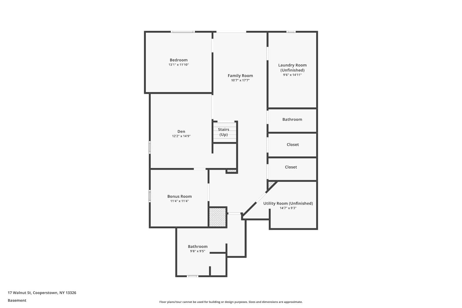 Floor plan · lower level at 17 Walnut St, Cooperstown NY